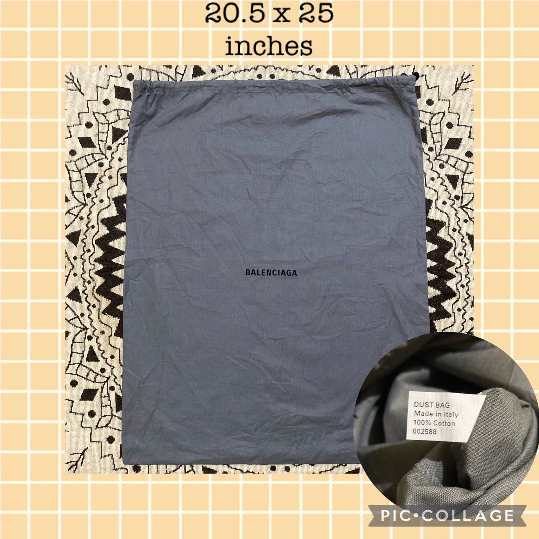 New Authentic Balenciaga 20 X 25 Gray Cotton Dust Bags