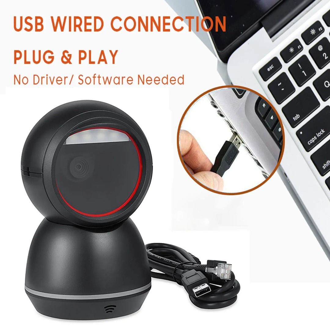 Barcode Scanner 2D Omnidirectional - 1 Year Warranty - Plug & Play ...