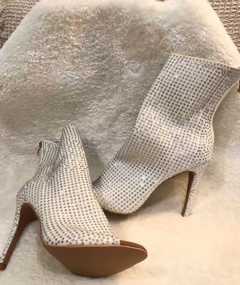 White open sales toe booties