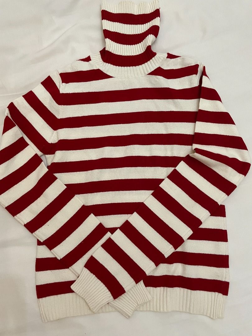 Red and white online striped turtleneck mens