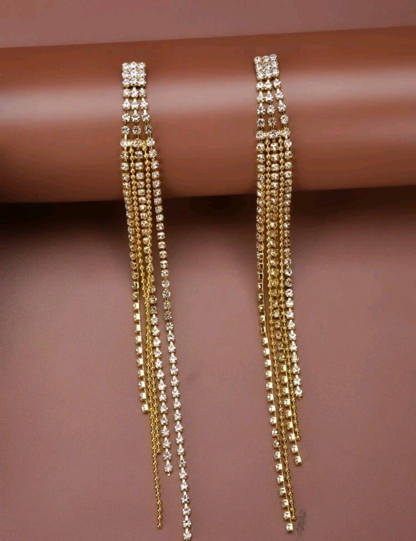 Gold tassel deals drop earrings