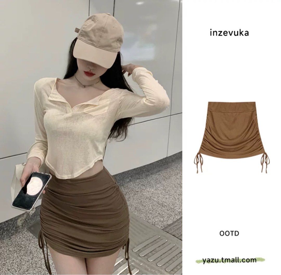 Elastic waist sales drawstring skirt