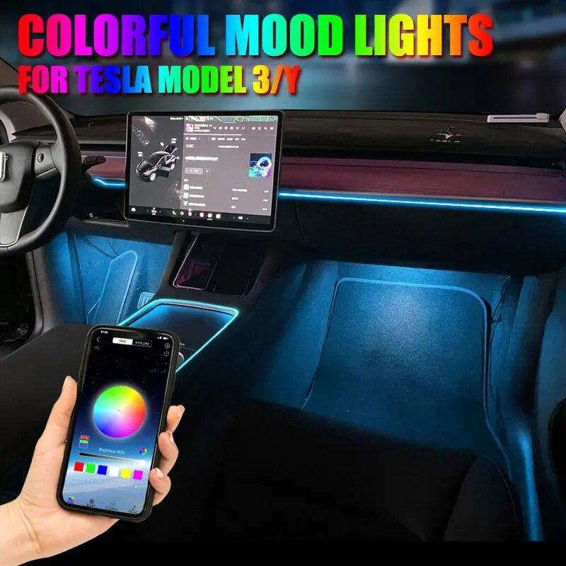 Tesla Model 3/Y dashboard ambient lighting strip🔥Tesla Model 3/Y