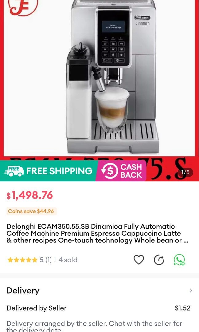 Delonghi Dinamica LatteCrema, TV & Home Appliances, Kitchen Appliances