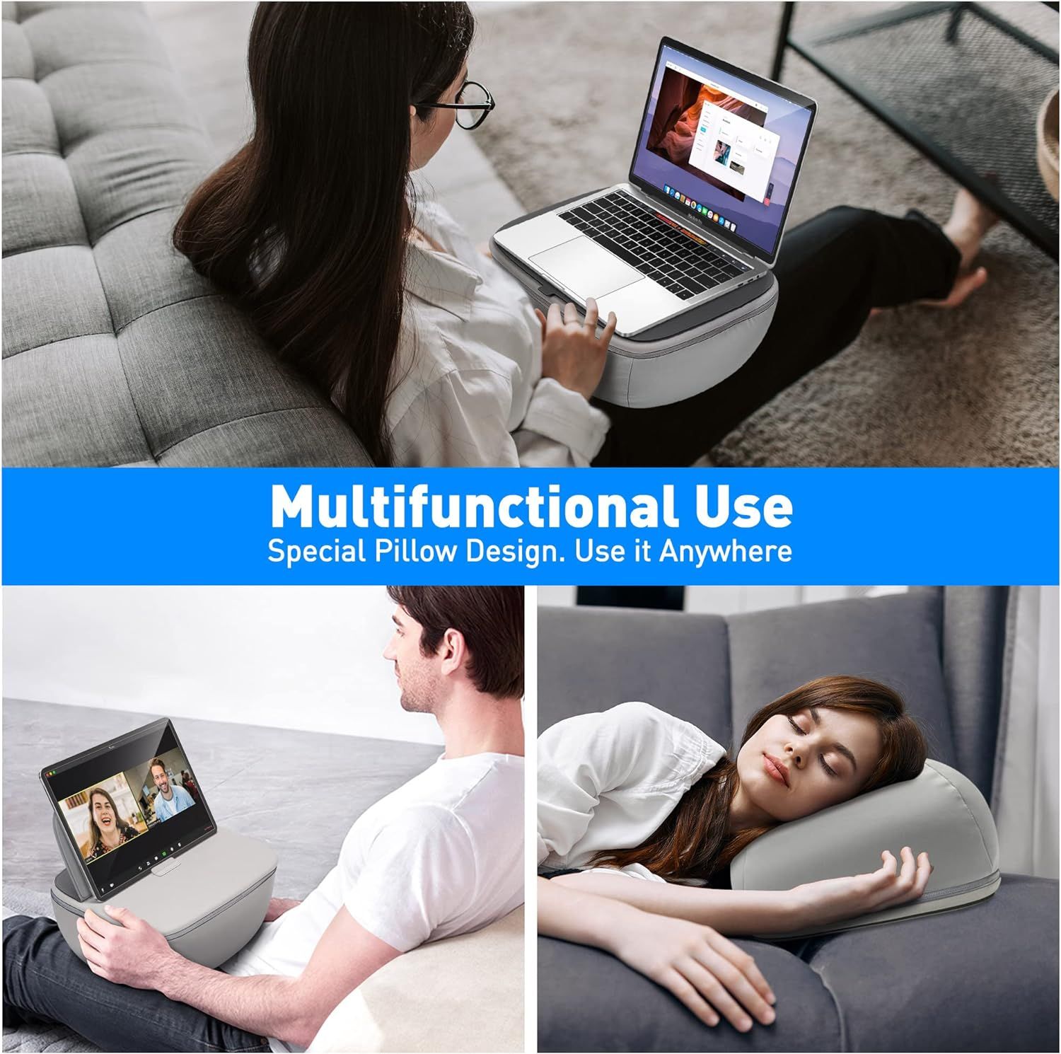 DeskLogics Lap Desk with Cushion - Ultra-Thick, CoolFoam 7 to 14.2 inch ...