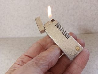 Dunhill Rollagas Lighter Silver Bark Design Vintage Swiss Made Very Near Mint Condition.