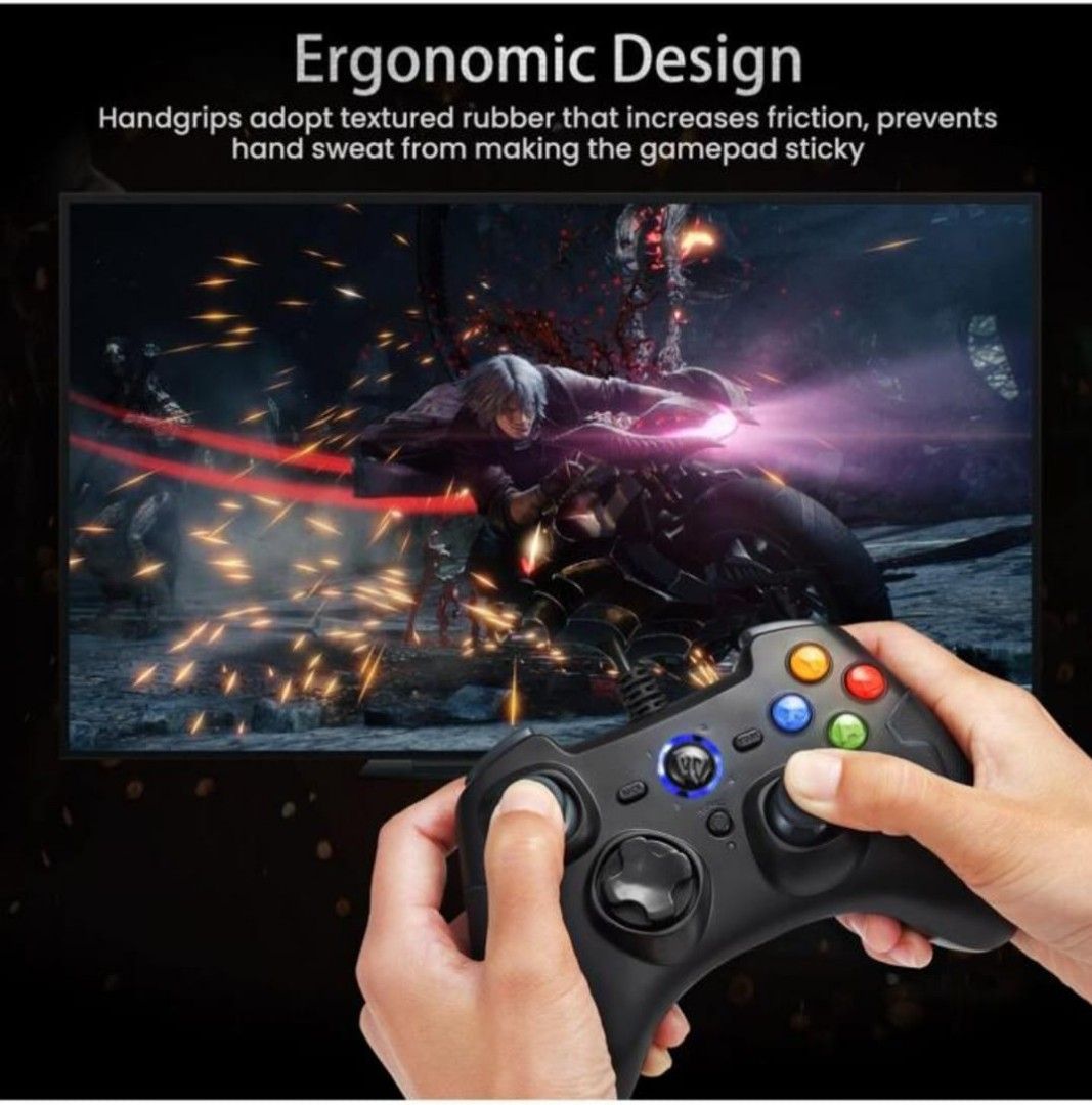 EasySMX Wired Gaming Controller, PC Game Controller Joystick with  Dual-Vibration Turbo and Trigger Buttons for Windows/Steam/Android/ PS3/ TV  Box