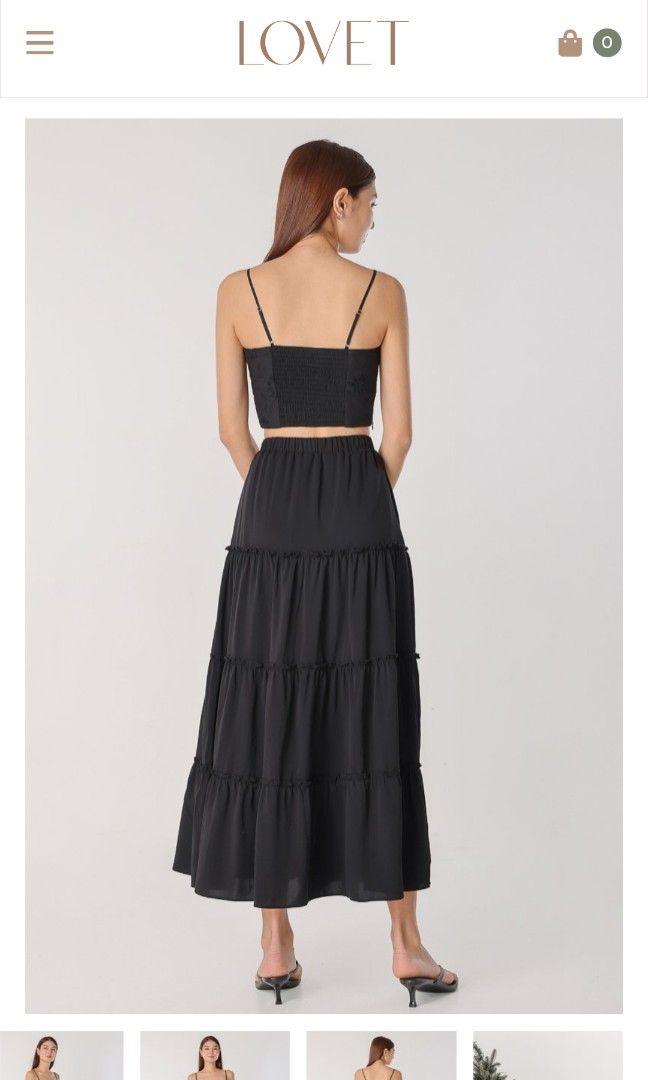 EMMARIE RUFFLES TIERED MAXI SKIRT PETITE BLACK Women s