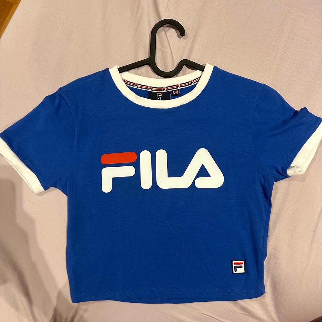 FILA Logo T shirt in Baby Blue Women s Fashion Tops Shirts on