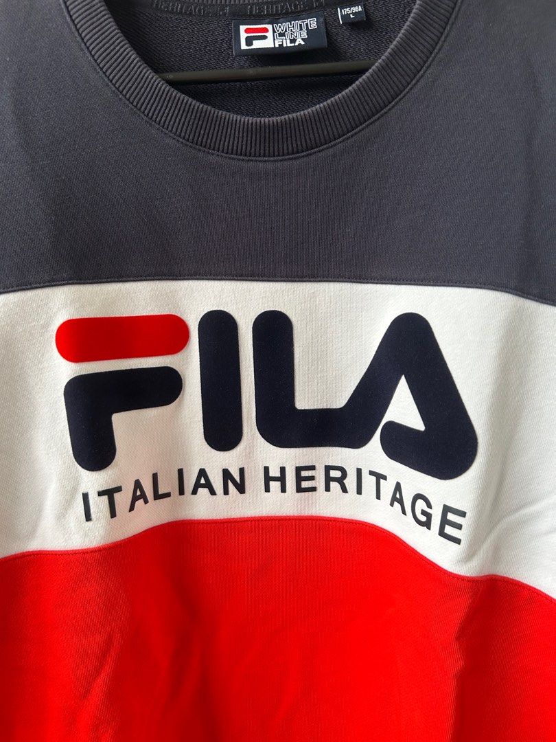FILA Sweater (White Line Fila) (Category: Coats, Jackets and Outerwear) located in Quezon City. Submitted by argomda (Listing ID 1277883181, Image 2). Description: Selling my pre-loved white line fila sweater. 10000% quality item. Purchased for around P5,000 in hong kong. Very thick and heavy cloth. Not your typical fila item. 9/10 condition. See pics for details Absolutely authentic or moneyback RFS: decluttering 26” length 20.5” width 24.5” sle