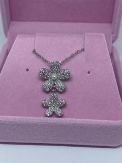 Flowers silver necklace with jewelry box