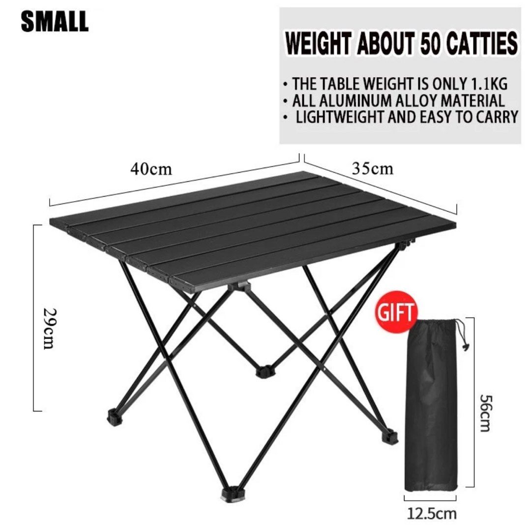 Foldable Camping Table with Bag available in Small, Medium, Large (Category: Hiking & Camping) located in Makati City. Submitted by apricooutdoors (Listing ID 1277943951, Image 1). Description: Small - 620 Medium - 750 Large - 890 .