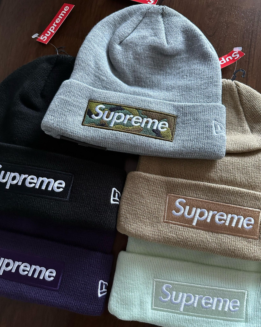 FW23 ✨ Supreme New Era® Box Logo Beanie 冷帽情人節禮物, 名牌