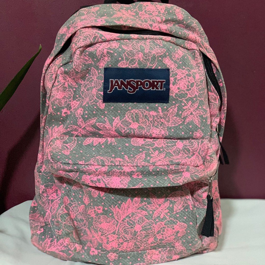 Girls Teen JANSPORT Bloom Pink Backpack 2 Zippers, Women's Fashion, Bags & Wallets, Backpacks on