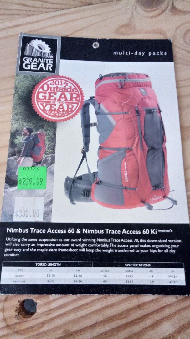 Granite Gear Nimbus Trace Access 60, Men's Fashion, Bags, Backpacks on