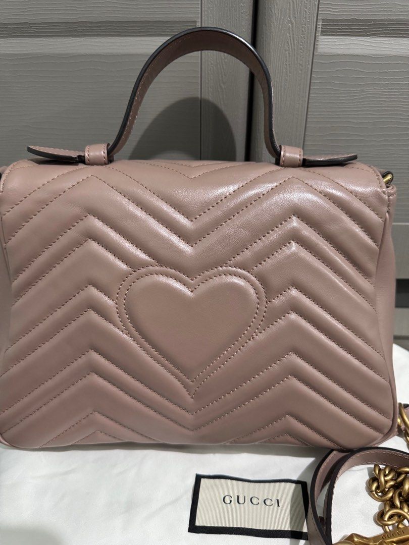 Gucci Blush Leather Marmont Small Top Handle Bag