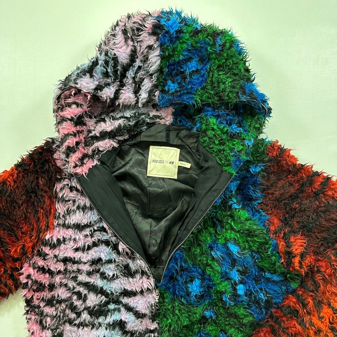 H&m x kenzo faux fur hooded jacket clearance