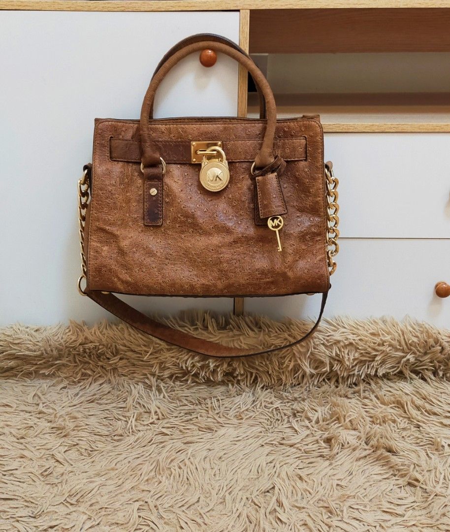 Michael kors online brown ostrich bag