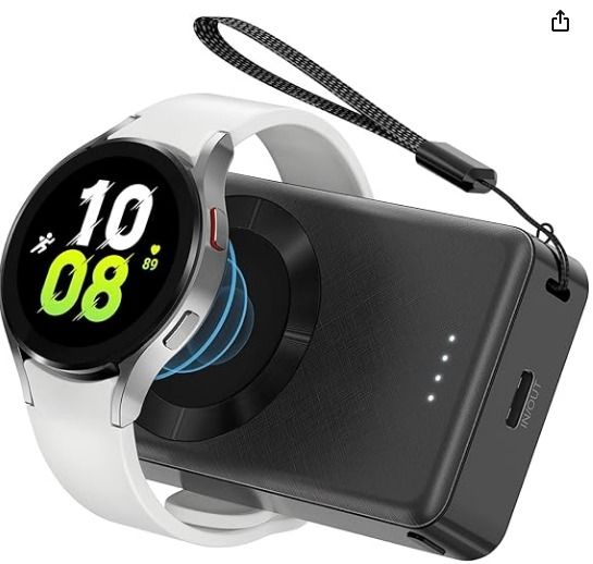 LVFAN 4000mAh Portable Wireless Charger for Samsung Watch 4 Magnetic Watch Charger USB C Travel Power Bank Compatible for Samsung Galaxy Watch