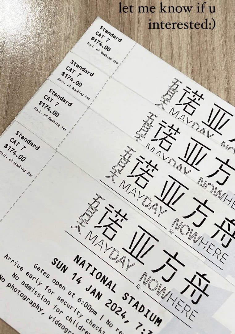 Mayday concert tickets 14/1/2024, Tickets & Vouchers, Event Tickets on