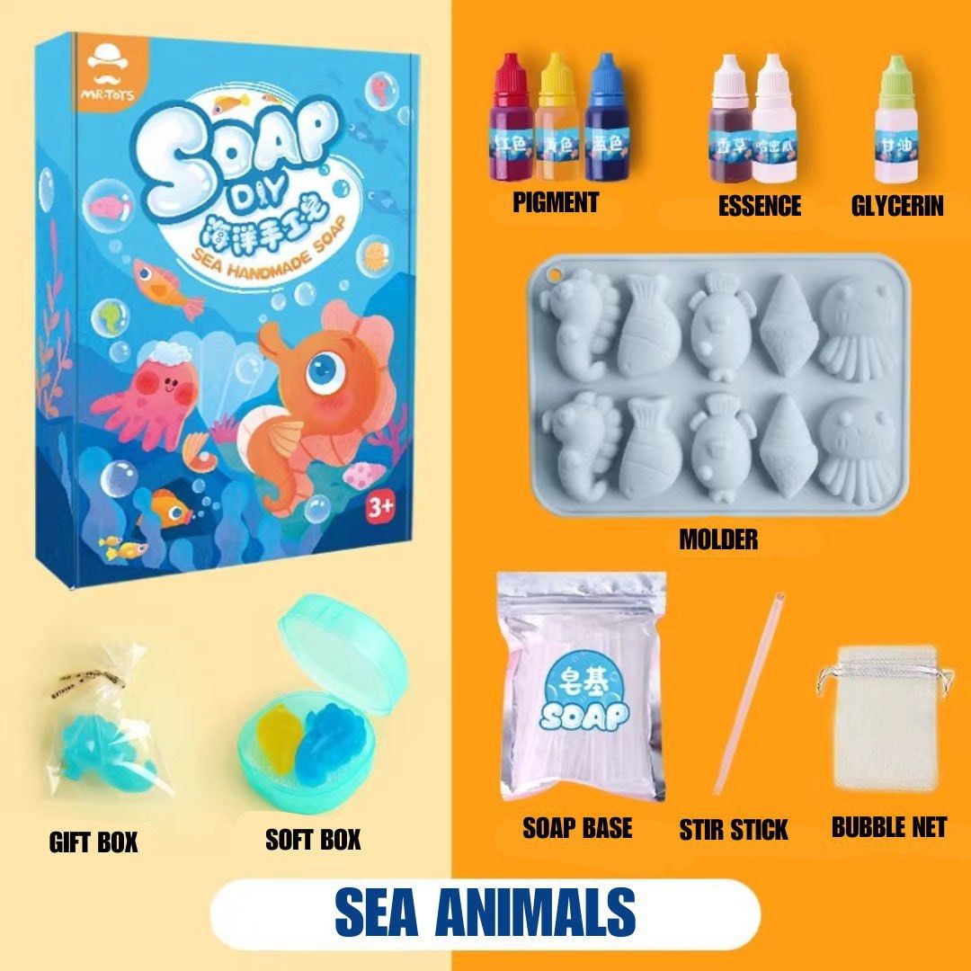 Mr Toys DIY Soap (Category: Kids Toys) located in Quezon City. Submitted by tanyachoa (Listing ID 1277872534, Image 3). Description: 2 variations 🎈Sea Animals 🎈Dinosaurs.