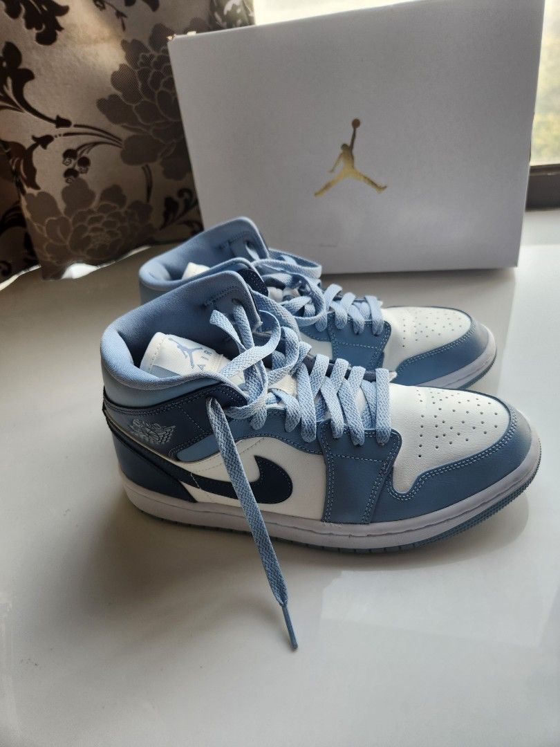 Nike Air Jordan 1 Mid Sail Diffused Blue Blue Grey UK6 US8.5 EU40
