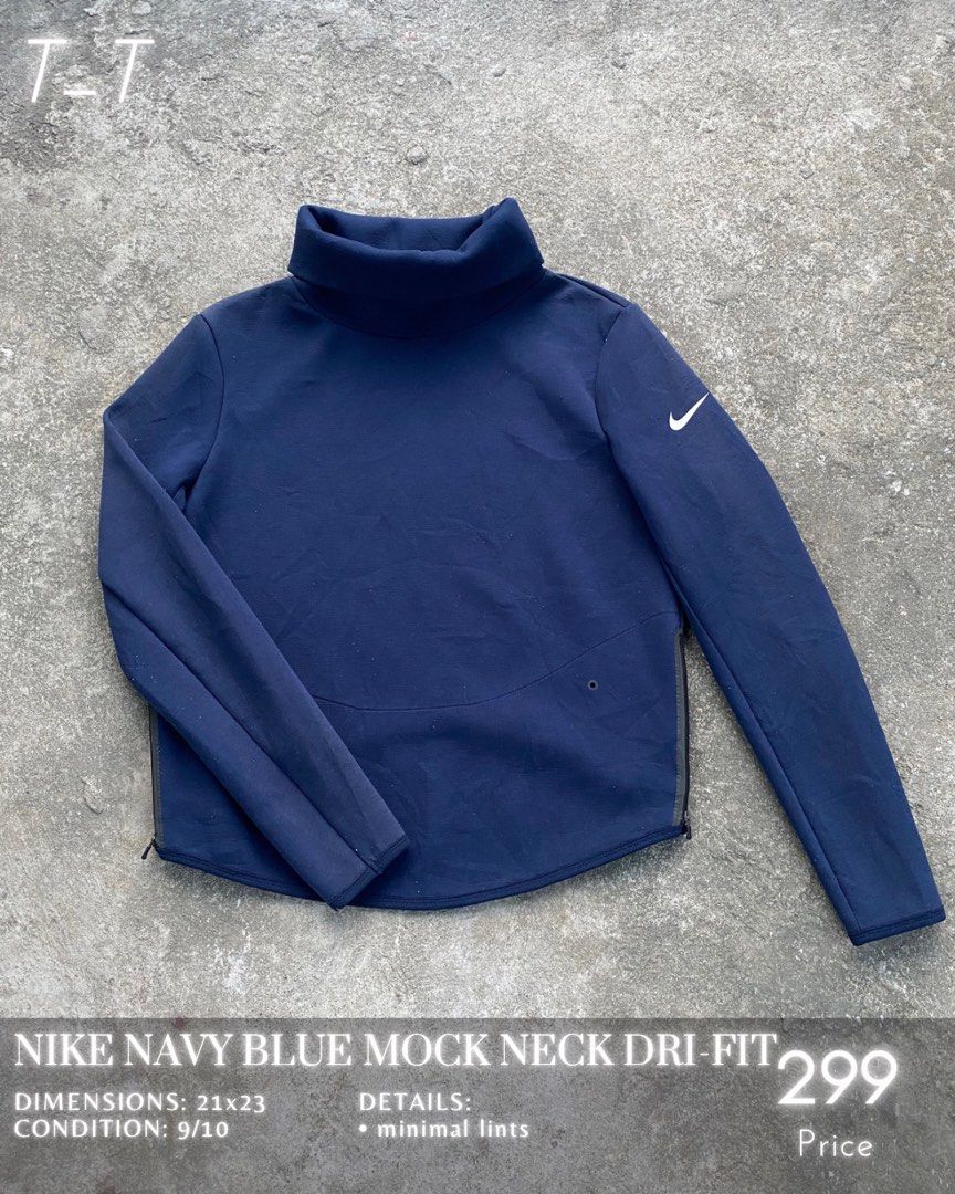 Nike Navy Blue Mock neck Drifit, Men's Fashion, Activewear on Carousell