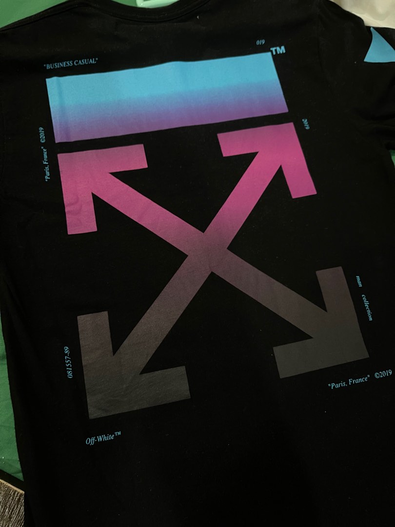 Off White Diagonal Gradient Long Sleeve Tee Men s Fashion Tops