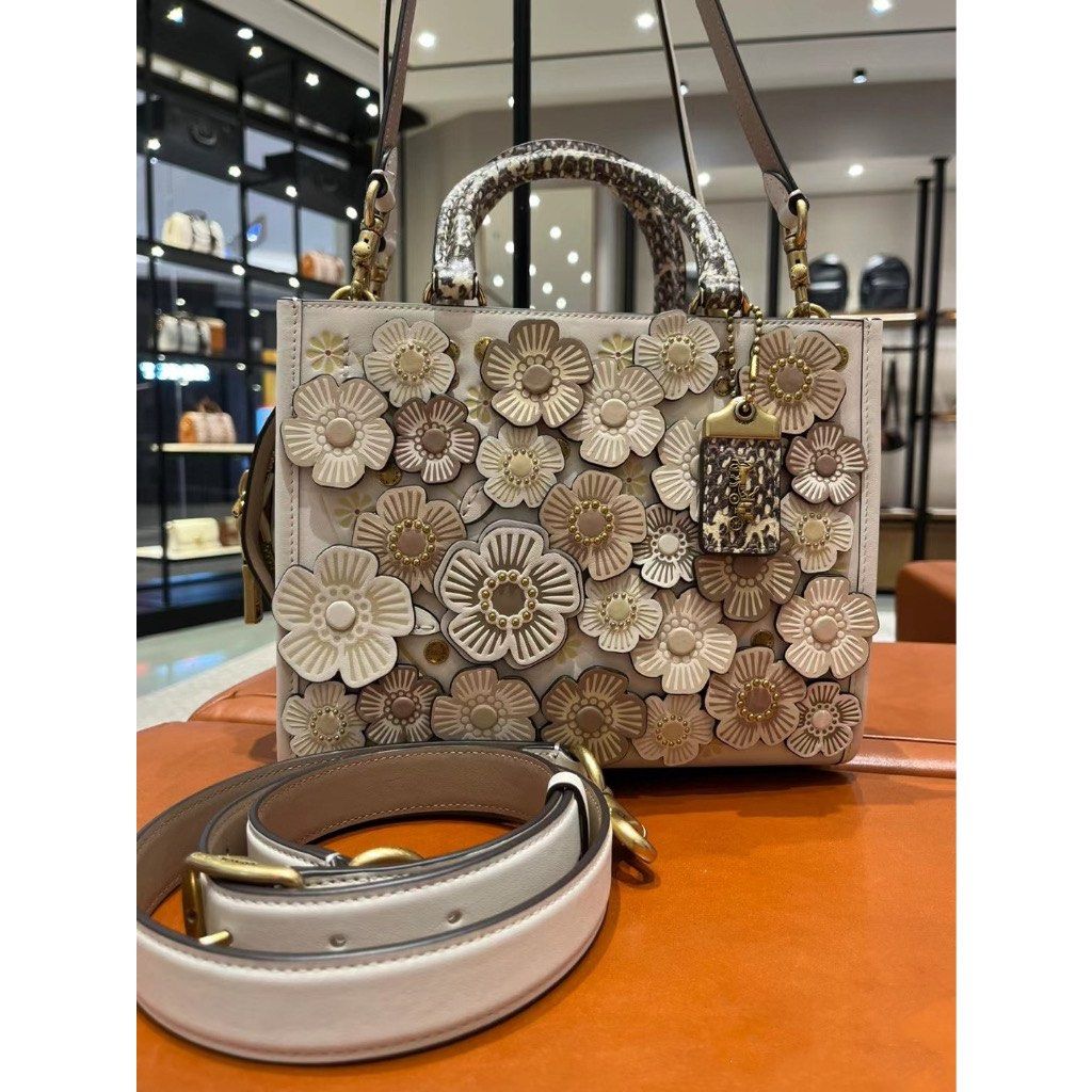 Original Coach Rouge 25 In Tea Rose With Snakeskin Colorblock
