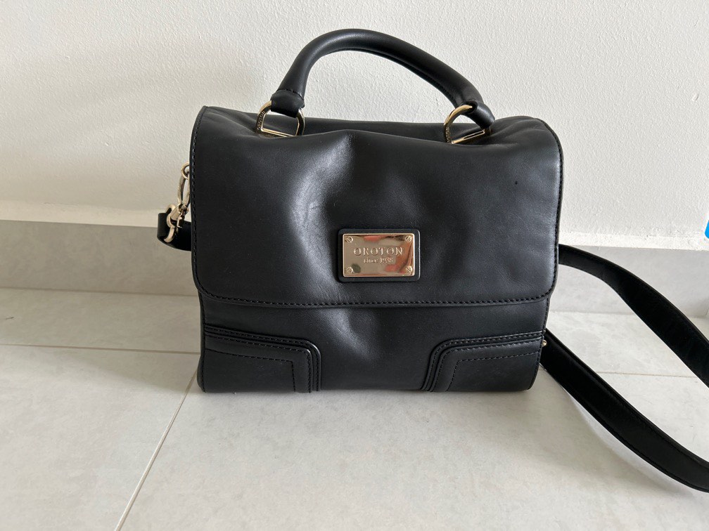 Oroton leather black bag