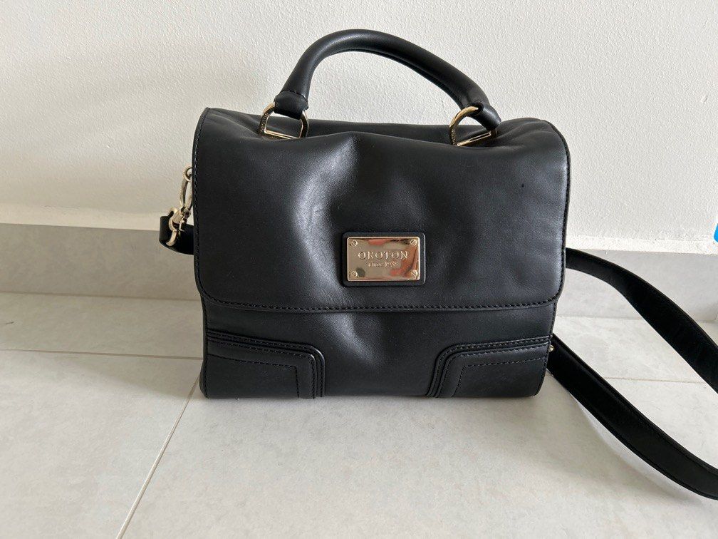 Oroton leather black bag