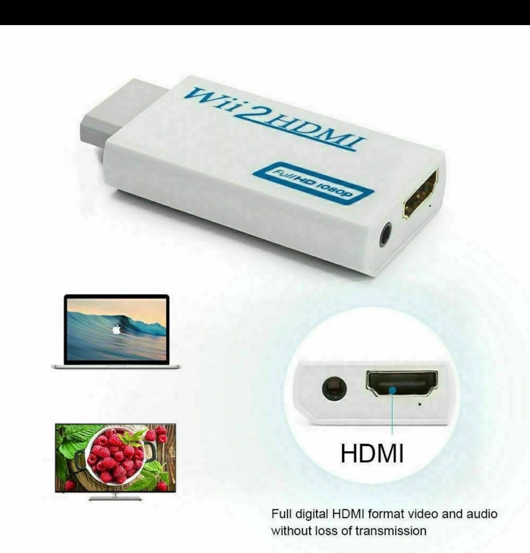 HDSUNWSTD Wii to HDMI 1080P Converter Wii2HDMI Adapter 3.5mm Audio Video  Output Full HD 1080P Output