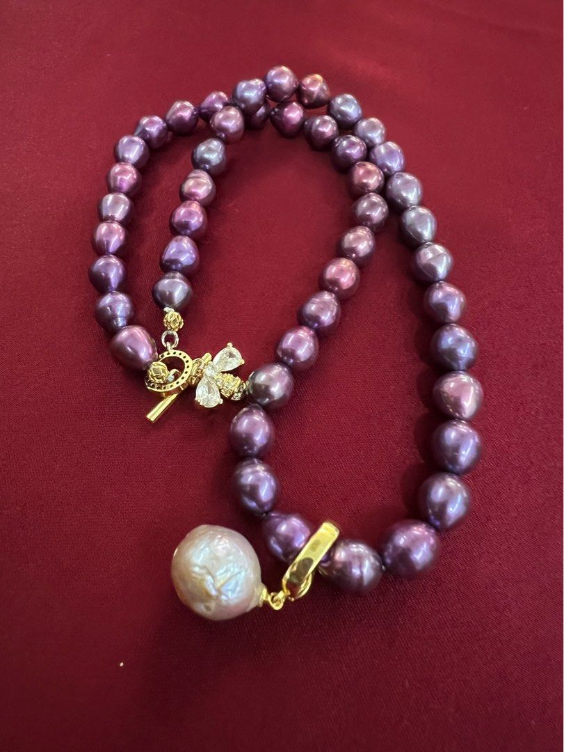 Purple pearl necklace sale