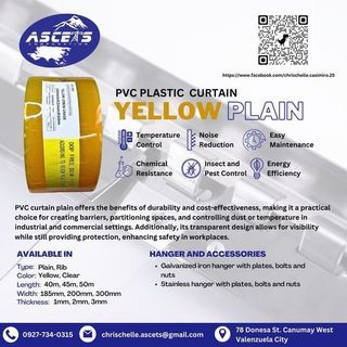 PVC Plastic Curtain - Yellow Plain