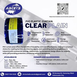 PVC Plastic Curtain - Clear Plain