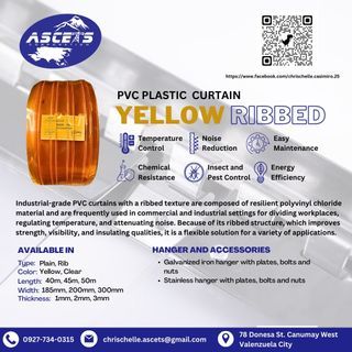 PVC Plastic Curtain - Yellow Ribbed