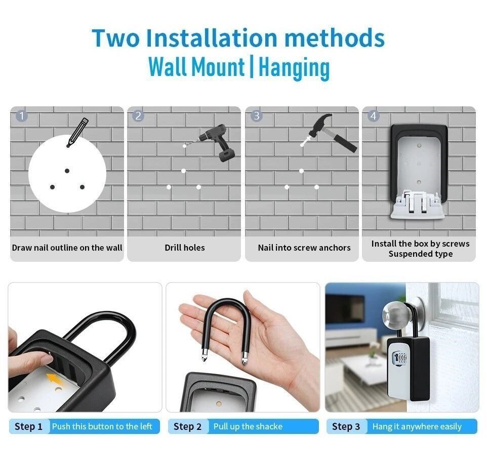 *Ready Stock* Metal Password Key Locker Box Security Key Storage Small ...