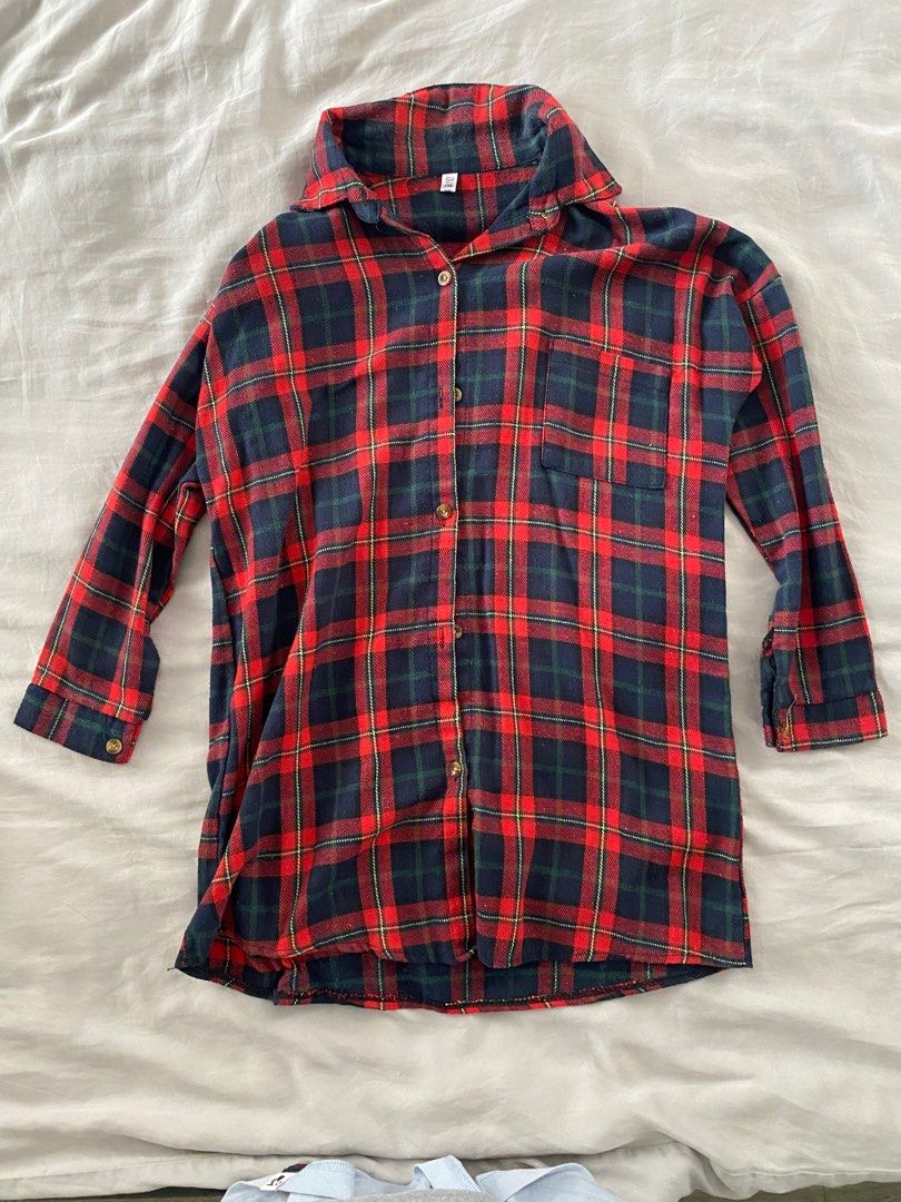 Red and black plaid sweatshirt store