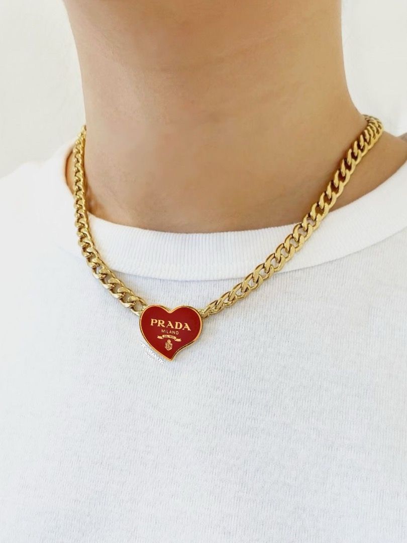 Prada necklace new arrivals red heart