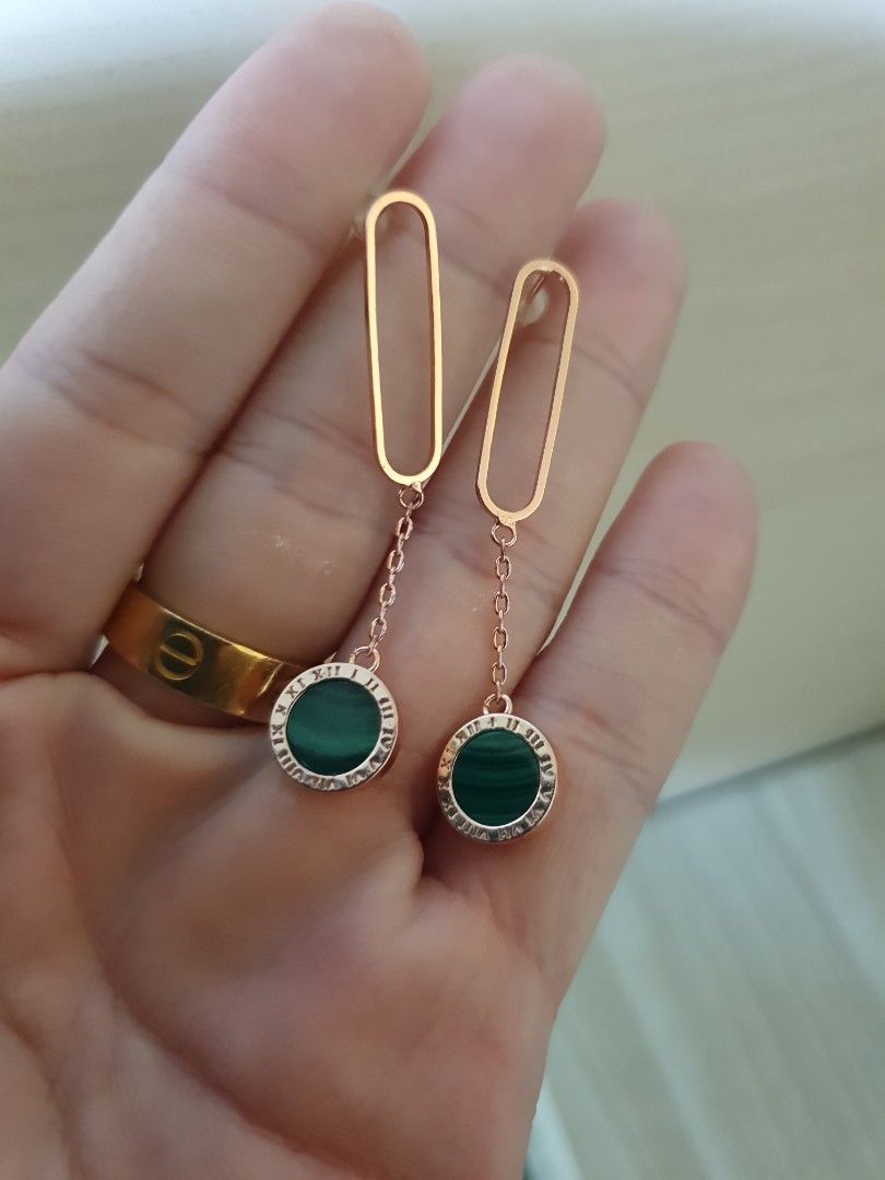 Gold malachite clearance earrings