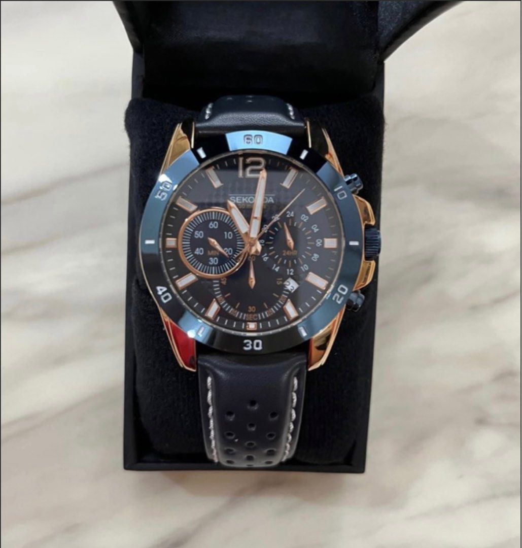 Sekonda Mens Chronograph Quartz Watch with Leather Strap Men s