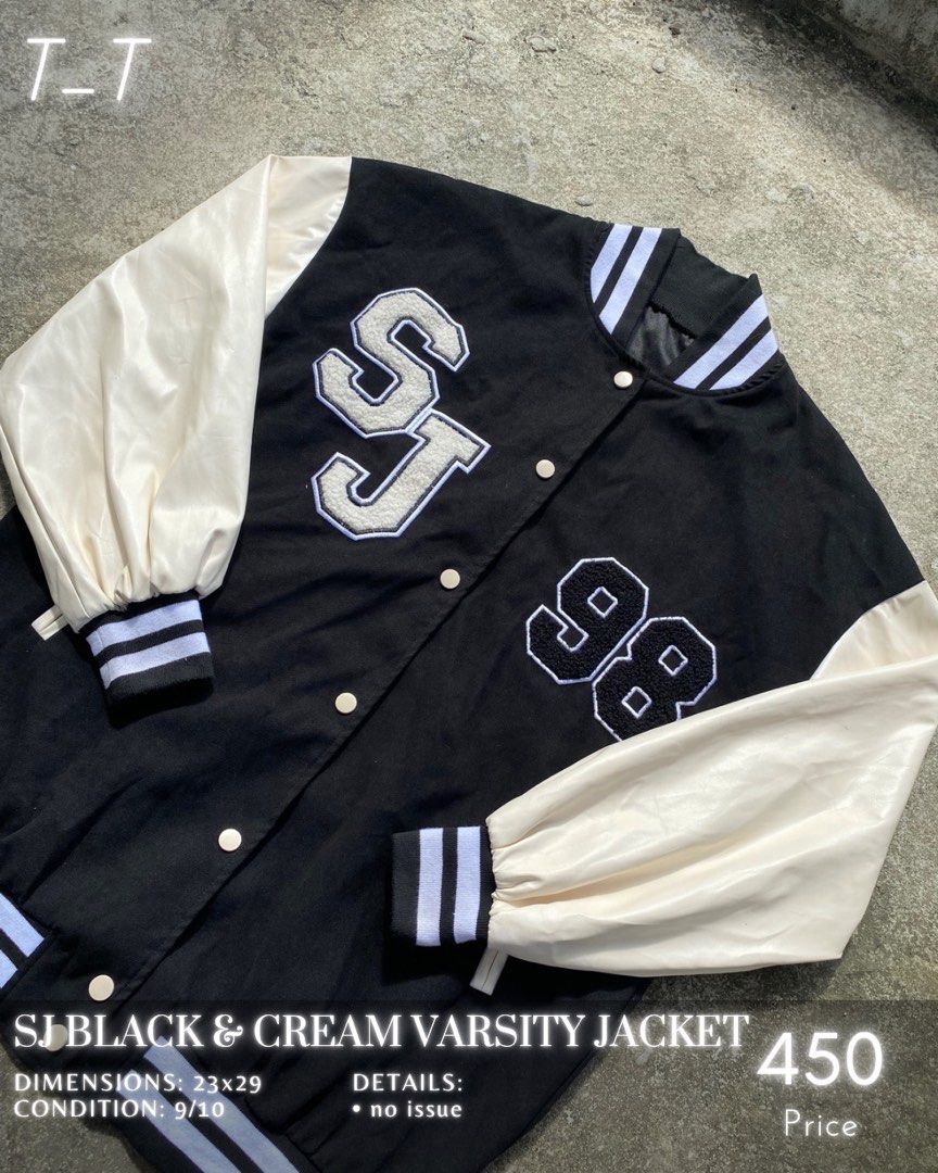 VARSITY JACKET - BLACK AND CREAM