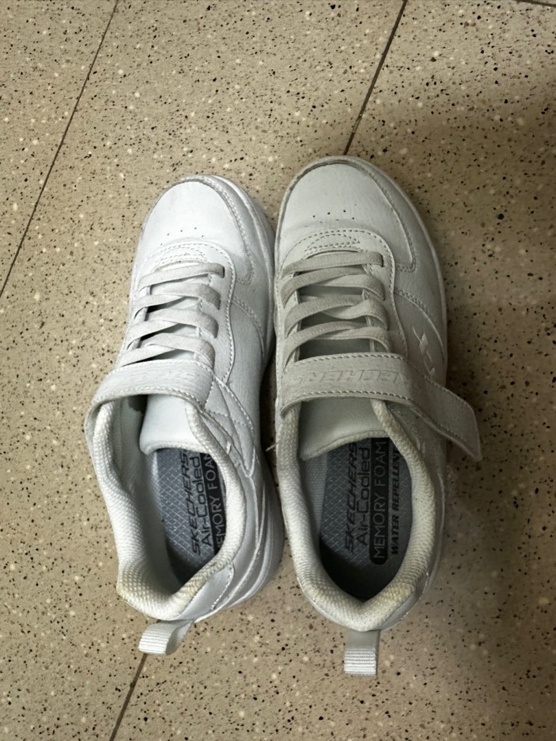 Skechers Air Cooled Memory Foam White Shoe for Kids Luxury