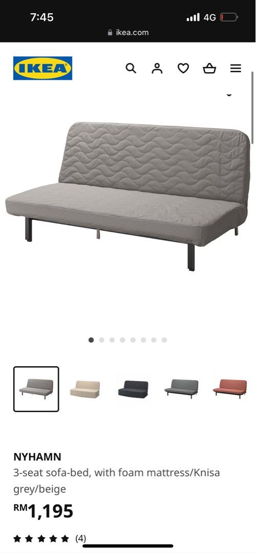 NYHAMN sleeper sofa, with foam mattress/Skartofta red/brown - IKEA