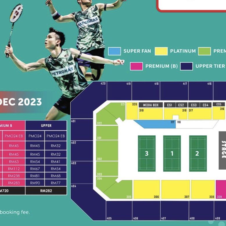 Petronas Badminton Open 2025 two tickets 11/1 January Block 309