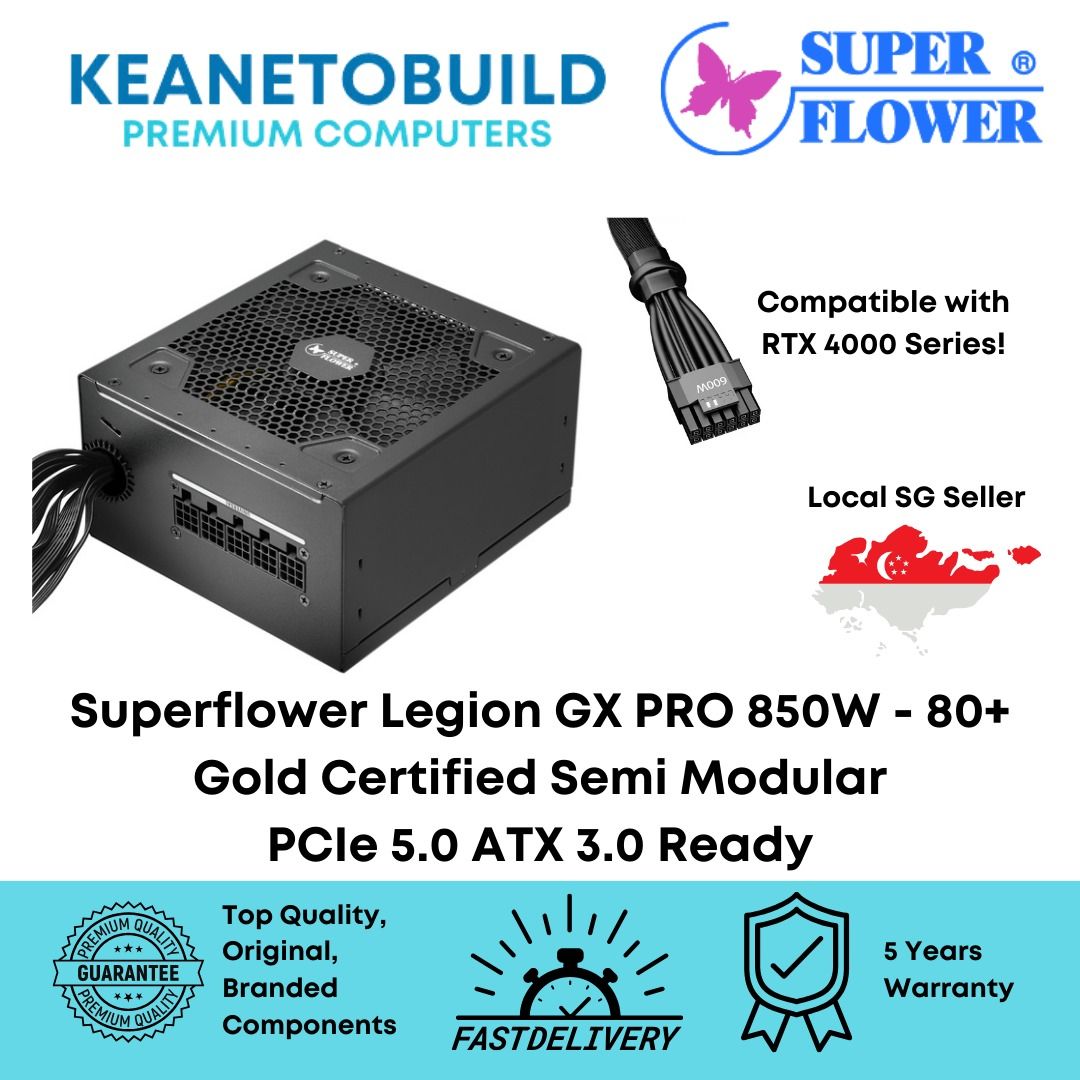 Seasonic VERTEX GX-850, 850W 80+ Gold, ATX 3.0 / PCIe 5.0 Compliant Full  Modular, Fan Control in Fanless, Silent, and Cooling Mode, for Gaming and