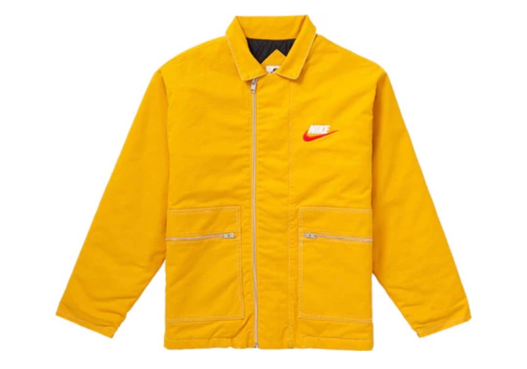 Supreme FW18 x Nike Double Zip Quilted Work Jacket Mustard SUP FW18 535 Luxury Apparel on Carousell