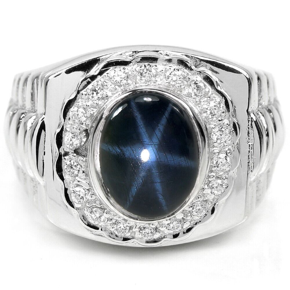 Mens blue shop star sapphire ring