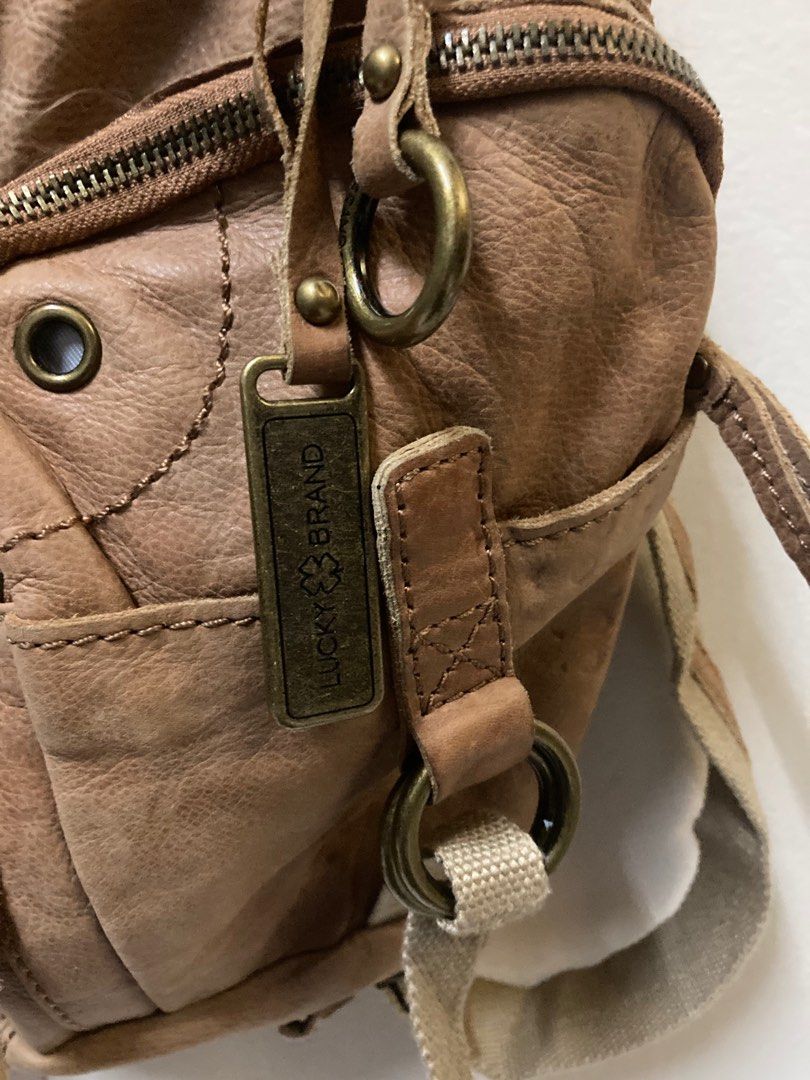 Vintage Lucky Brand Ventura cargo leather Drawstring Bucket