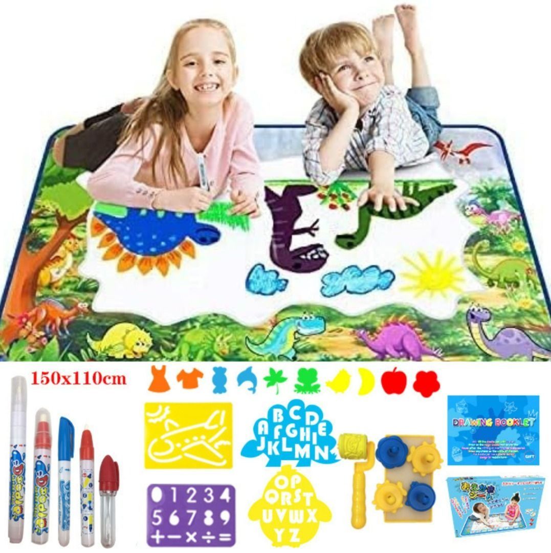 Water Doodle Mat 40 X 32 Inch Extra Large Art Aqua-Coloring Mat Mess  Reusable Foldable Water Drawing Mat Educational Painting Toy Set For 3+  Years Old Kids 